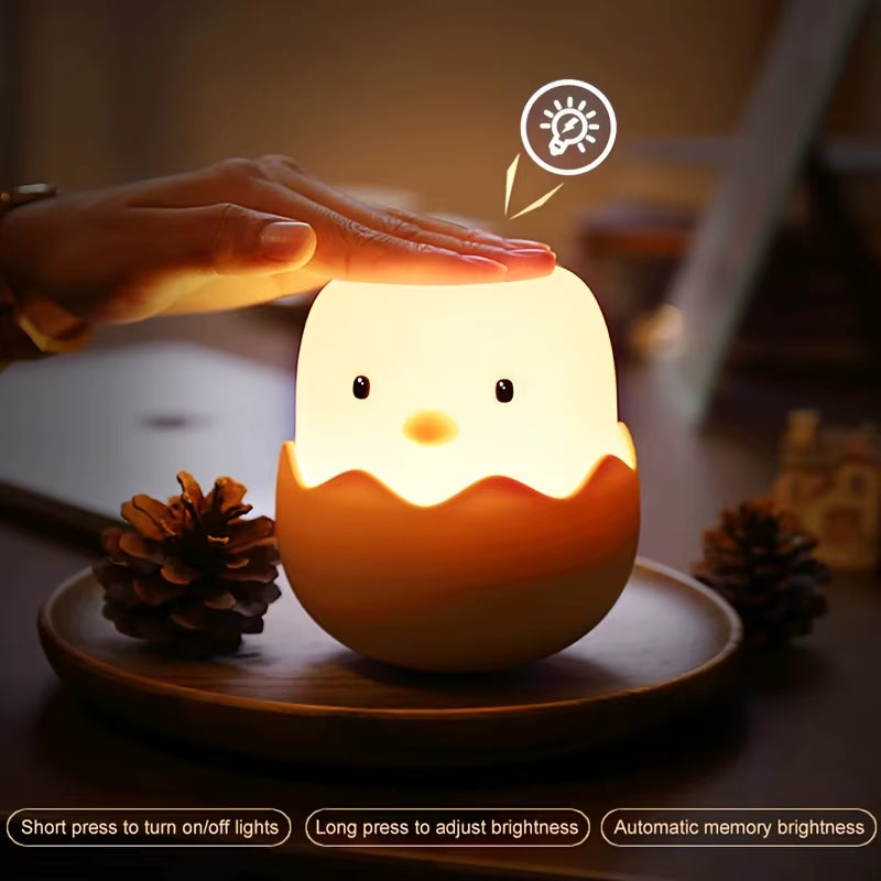 Animal Night Light Led Creative Silicone Eggshell Chicken Night Light beside Silicone Pat Night Lamp