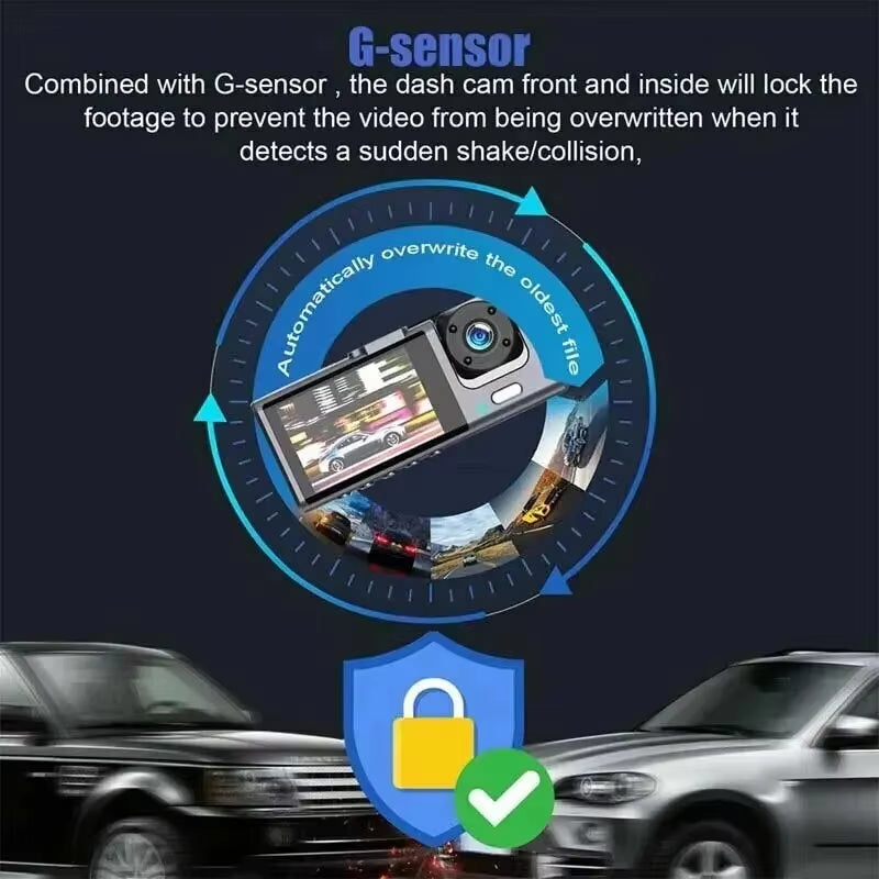 1080P 3 Channel Car DVR HD 2/3-Lens inside Vehicle Dash Camthree Way Camera Dvrs Recorder Video Registrator Dashcam Camcorder
