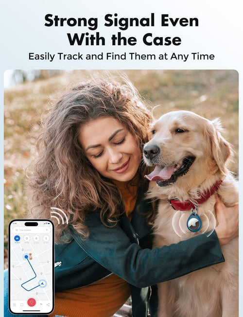 360° Protective Case for Airtag, [4-Pack] Airtags Keyring Holder, Scratch-Resistant, Lock Design, Keychain for Airtag, TPU Full Cover Case for Key, Bag, Luggage, Pet Collar (Black&Blue)