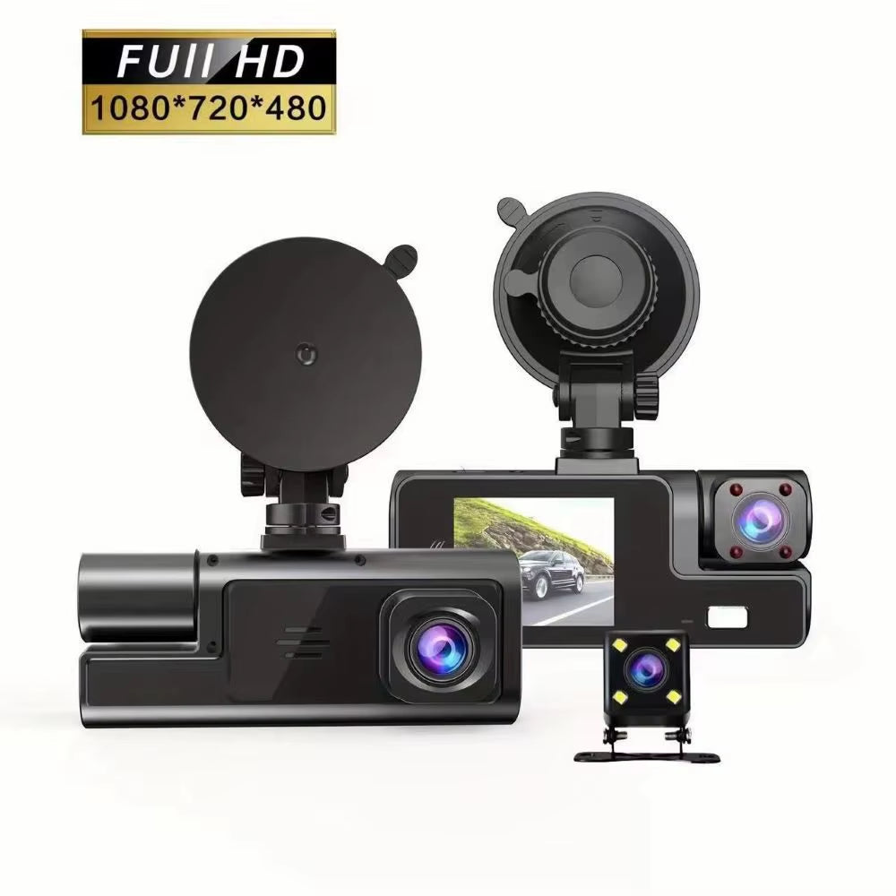 1080P 3 Channel Car DVR HD 2/3-Lens inside Vehicle Dash Camthree Way Camera Dvrs Recorder Video Registrator Dashcam Camcorder
