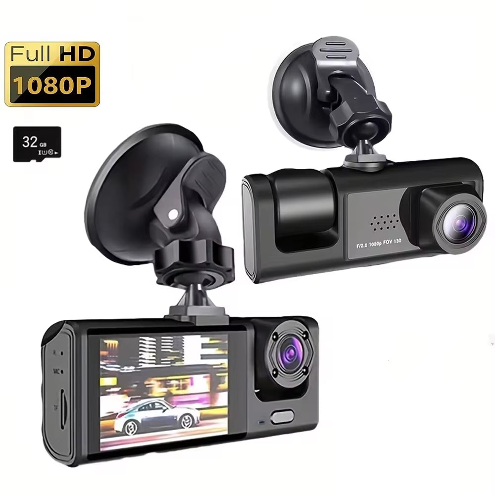 1080P 3 Channel Car DVR HD 2/3-Lens inside Vehicle Dash Camthree Way Camera Dvrs Recorder Video Registrator Dashcam Camcorder